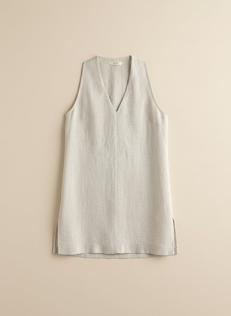 LINEN HALTER VEST IVORY