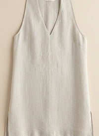 LINEN HALTER VEST IVORY