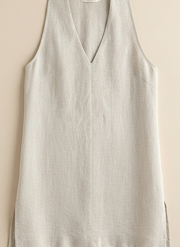 LINEN HALTER VEST IVORY