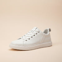 WHITE PEBBLED LEATHER COURT SNEAKER