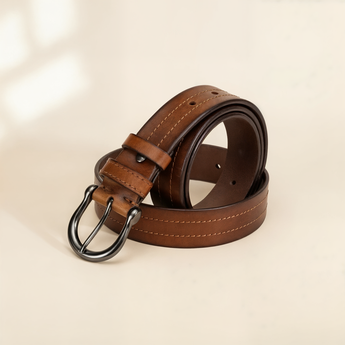 FULL-GRAIN LEATHER PIN BELT