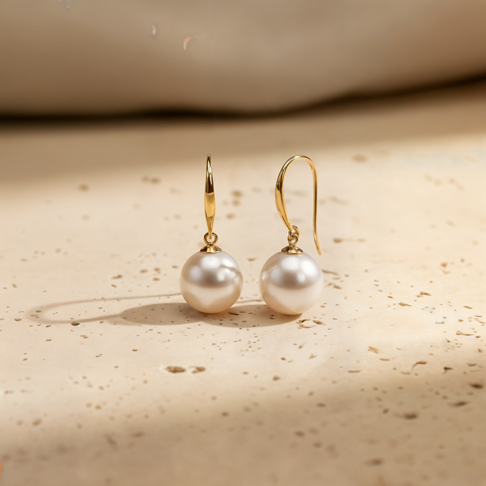 AKOYA PEARL DROP GOLD EARRINGS
