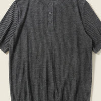 CHARCOAL RIBBED WOOL HENLEY
