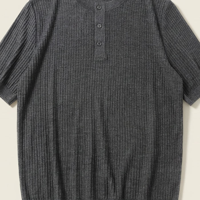 CHARCOAL RIBBED WOOL HENLEY