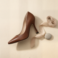 WARM BROWN POINTED LEATHER PUMP