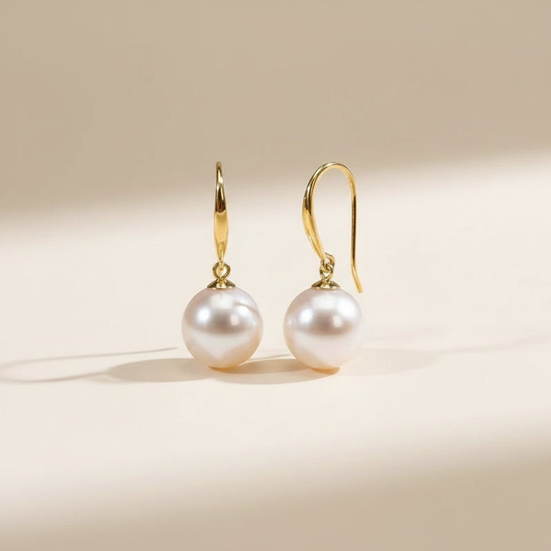 AKOYA PEARL DROP GOLD EARRINGS