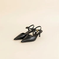 POINTED KITTEN HEEL SLINGBACK MULE