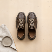 TONAL BROWN LEATHER LOW-TOP