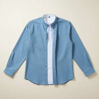 COTTON OXFORD BAND-COLLAR SHIRT