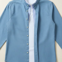 COTTON OXFORD BAND-COLLAR SHIRT