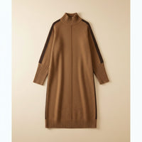 CAMEL COLOUR-BLOCK KNIT DRESS