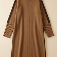 CAMEL COLOUR-BLOCK KNIT DRESS