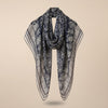NAVY PAISLEY HAND-ROLLED SILK SQUARE