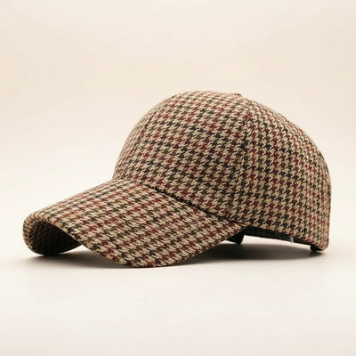 HOUNDSTOOTH SIX-PANEL WOOL CAP