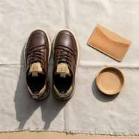 TAN LEATHER RETRO LOW-TOP
